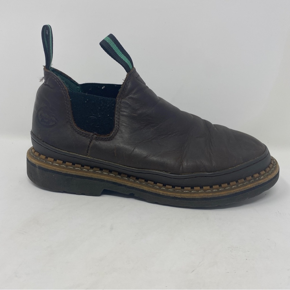 Sold Georgia Giant Men’s 8.5 Wide “Giant Romeo” Pull On Brown Leather Work Shoes - Picture 7 of 9